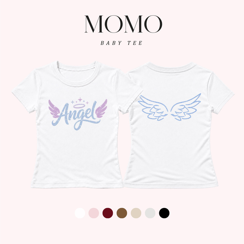 Áo thun nữ MOMO Baby Tee Angel Wings Shiny Y2K Style