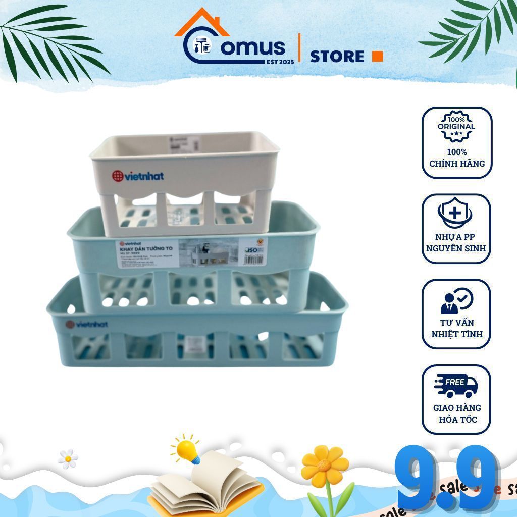 Kệ Rổ Dán Tường Để Đồ Đa Năng VIỆT NHẬT 5701, Khay Đựng Đồ Nhà Bếp Phòng Tắm - DOMUS