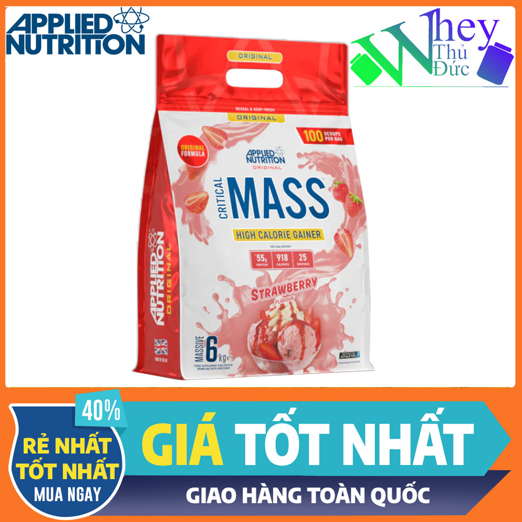 CRITICAL MASS 6KG vị Dâu Applied Nutrition - Sữa tăng cân tăng cơ cho người gầy