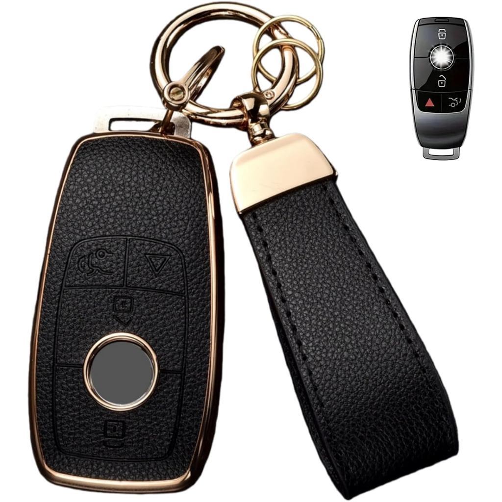 Chìa Khóa Fob Dành Cho Xe Mercedes Benz, Da Trên + Vỏ Chìa Khóa TPU Mềm Cho Xe Mercedes C E S GLC CL