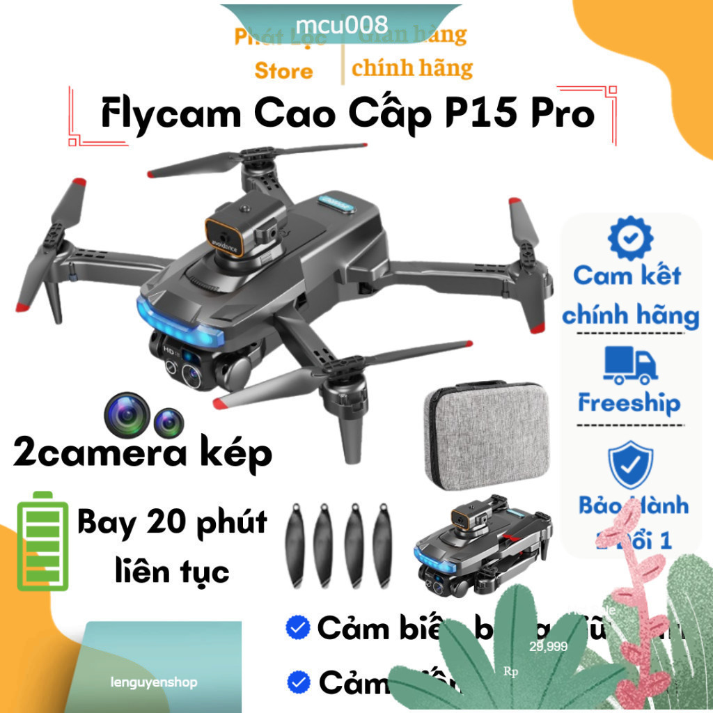 Máy bay camera Flycam P10 Pro, P15 điều khiển từ xa tích hợp cảm biến chống va chạm, flycam mini, dr