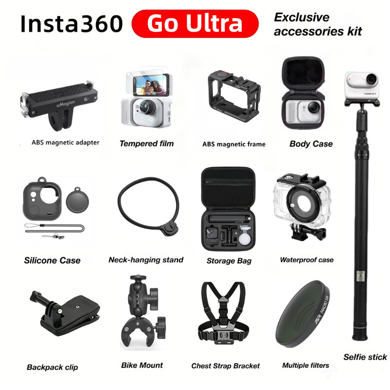 Bộ phụ kiện đa năng cho Insta360 GO Ultra Wearable Đi xe đạp lặn gắn bảo vệ Dây đeo ngực Dây đeo cổ 
