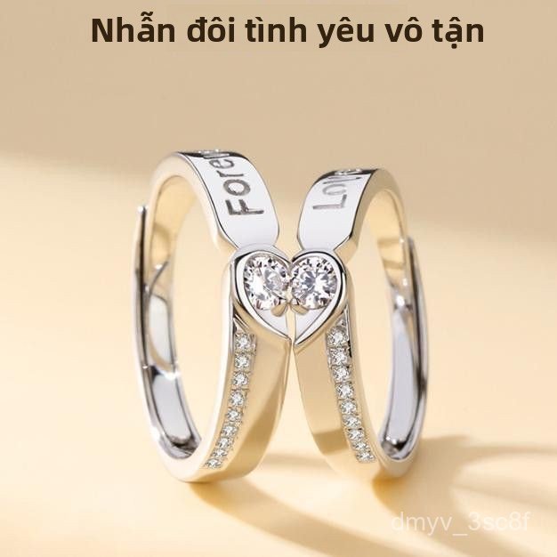 Nhẫn bạc 999 cặp đôi cầu hôn kết hôn sinh nhật thiết kế nhỏ thời trang quà Valentine 7-7