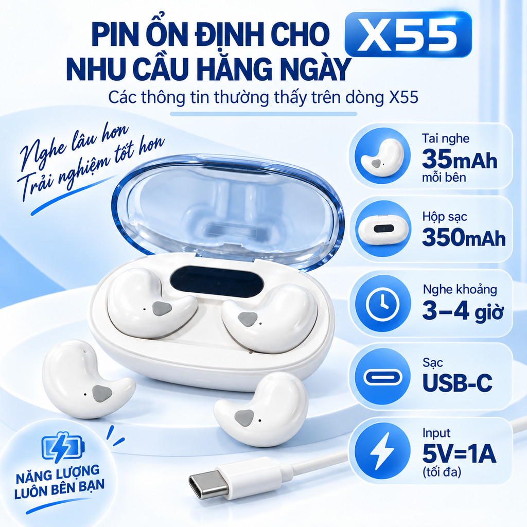 Tai nghe Senbenbao X55, Màn hình Led Hifi Stereo, Tai nghe thể thao chống…