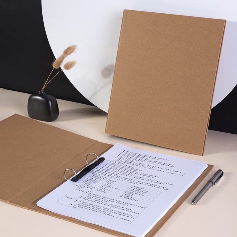 Deli 5916 Thư mục văn phòng Thư mục hai lỗ Thư mục mạnh mẽ Kraft Cardboard Thư mục đơn Chất kết dính