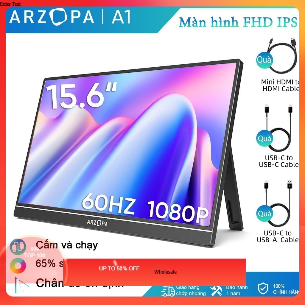 Màn hình di động ARZOPA A1- 15,6'' FHD 1080P - Màn hình máy tính xách tay siêu mỏng di động có chân 