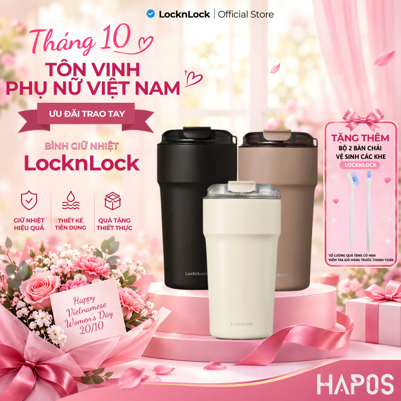 Bình giữ nhiệt phủ sứ LocknLock 500ml LHC4357 Metro Cafe Tumbler, Hàng chính hãng, chất liệu thép kh