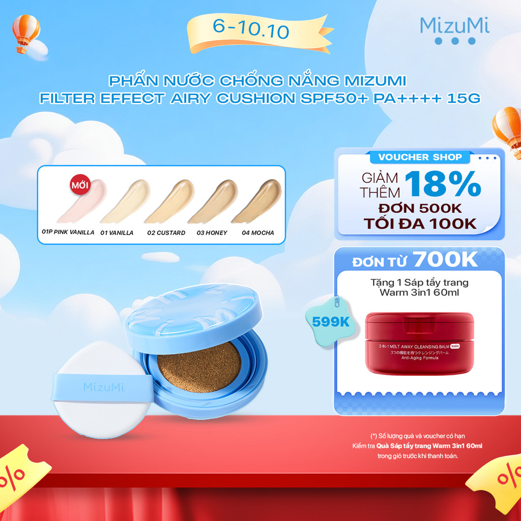 Phấn nước chống nắng MizuMi Filter Effect Airy Cushion SPF50+ PA++++ 15g