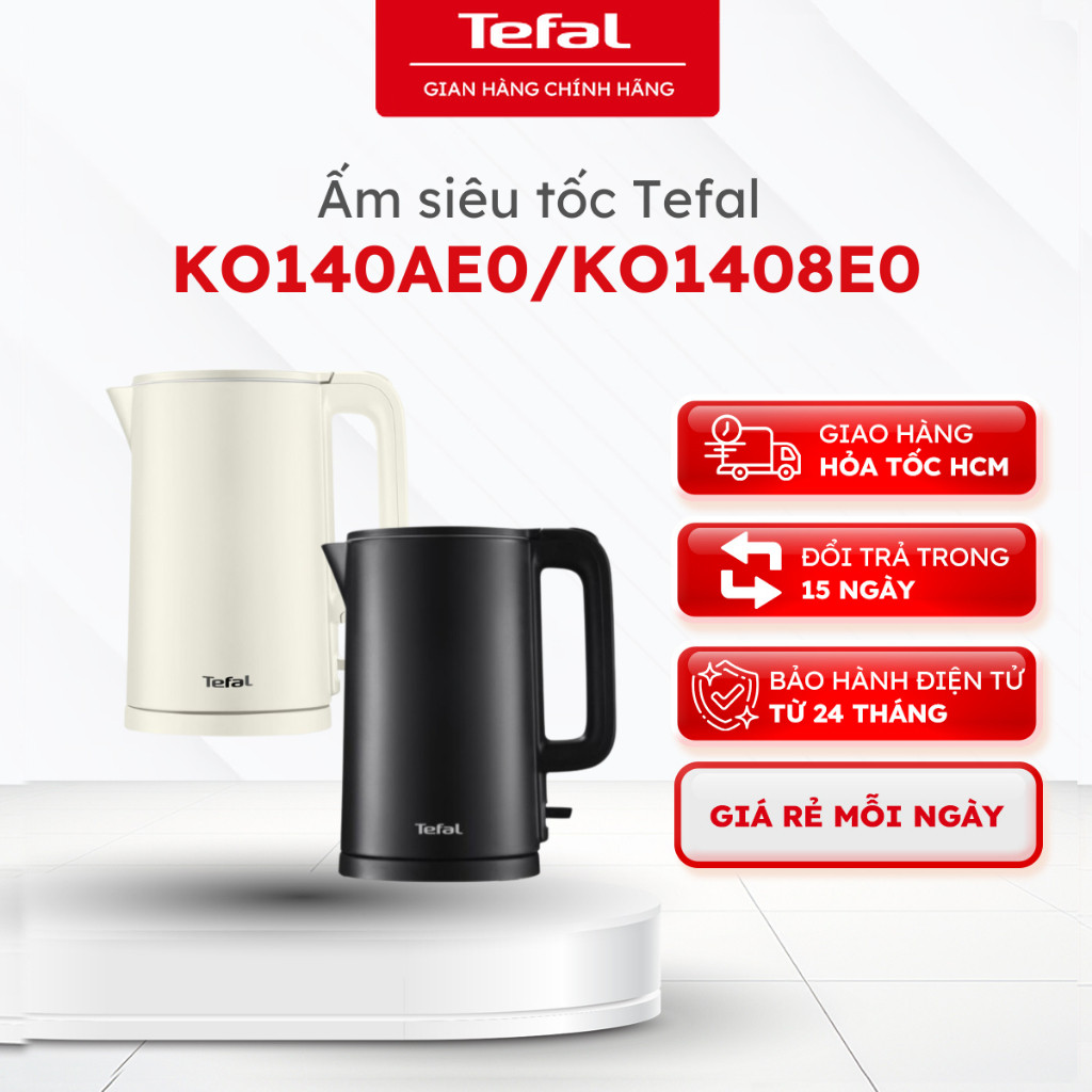 Bình đun siêu tốc cách nhiệt Tefal 1.5L KO140AE0/ KO1408E0 - 1500W - Bảo hành 24 tháng [ HỎA TỐC 2H]