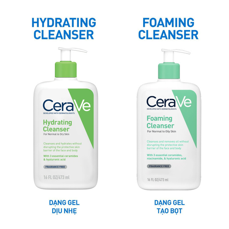 Sữa rửa mặt giúp làm sạch sâu dành cho da thường và da khô Cerave Hydrating Cleanser 473ML | BigBuy360 - bigbuy360.vn