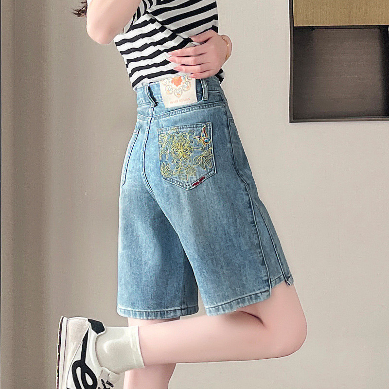 Xu Hướng Quốc Gia Mới Phong Cách Trung Hoa Thêu Năm Điểm Quần Short Denim Cho Nữ Mùa Hè Mới Kích Thước Lớn Cao Cấp hông Quần Short Giữa Chiều Dài | BigBuy360 - bigbuy360.vn