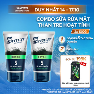 Combo 2 Sữa rửa mặt  X-Men DETOX Than Tre Hoạt Tính 100g