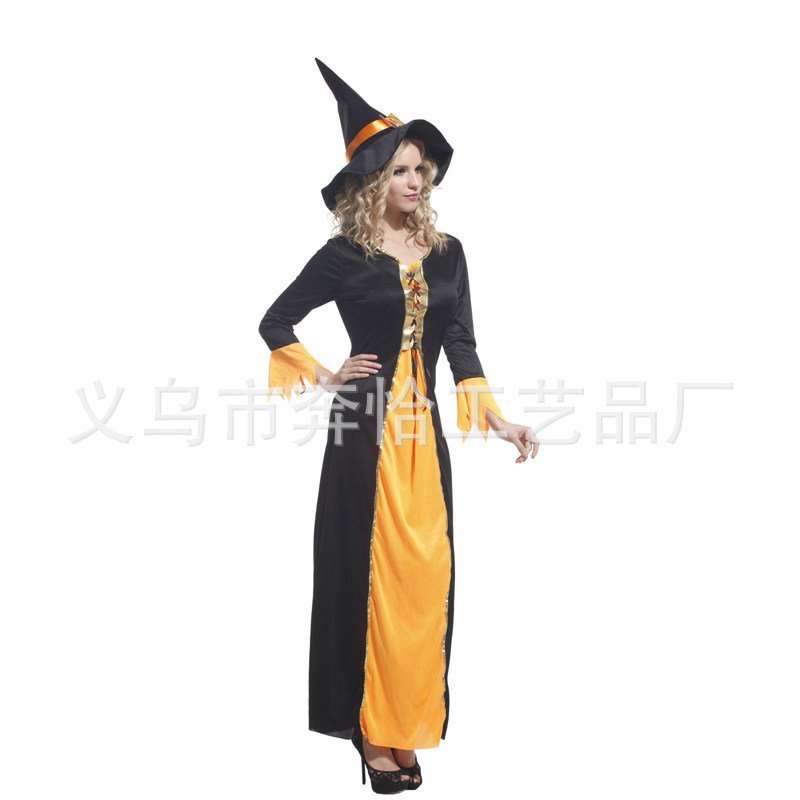 Trang phục Halloween người lớn theo chủ đề Goethe phù thủy với mũ và đạo cụ phù hợp