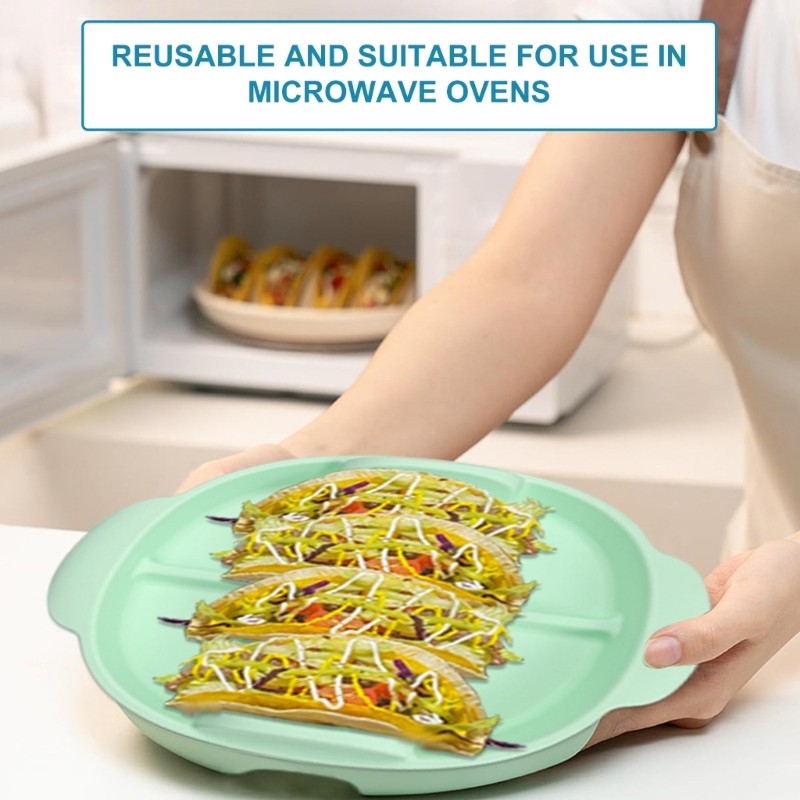 Yu 2 Chiếc Tiết Kiệm Không Gian Tacos Phục Vụ Chân Đế Silicon Tacos Đĩa Giá Đỡ Có Thể Tái Sử Dụng Vỏ