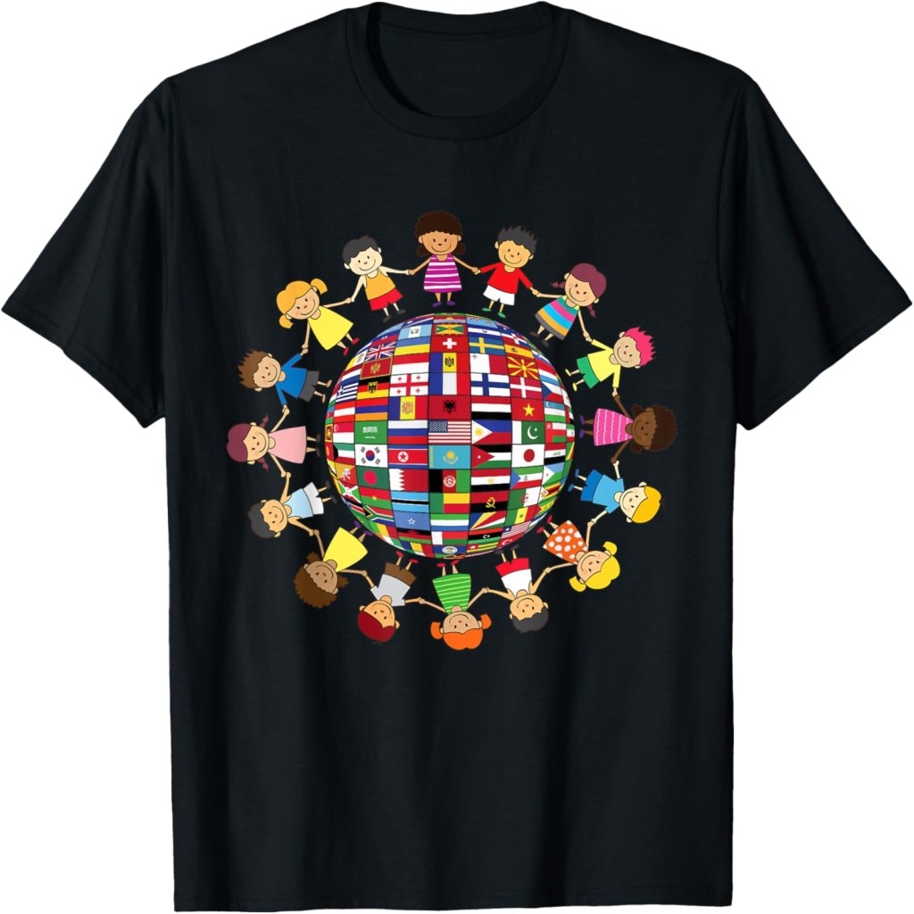 Áo thun Flags of the World Cultural, Drsity Kids around the Globe T-Shirt