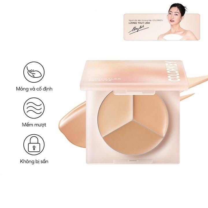 Ảnh 2 của Bảng kem che khuyết điểm COLORKEY 3 màu sắc kết hợp mịn lâu trôi 3.9g