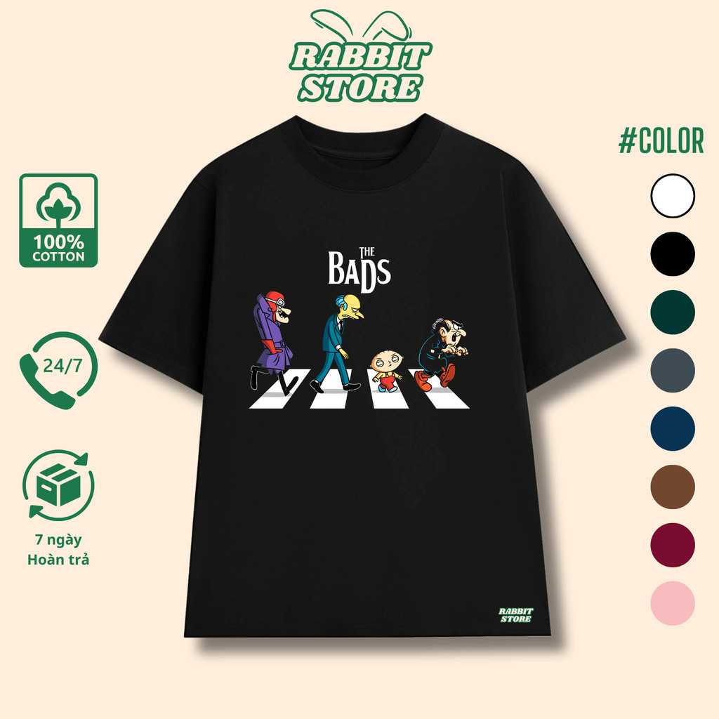 Áo Thun in hình The BADS Oversize unisex, cotton 2 Chiều, định lượng 250gsm Local Brand RABBIT STORE