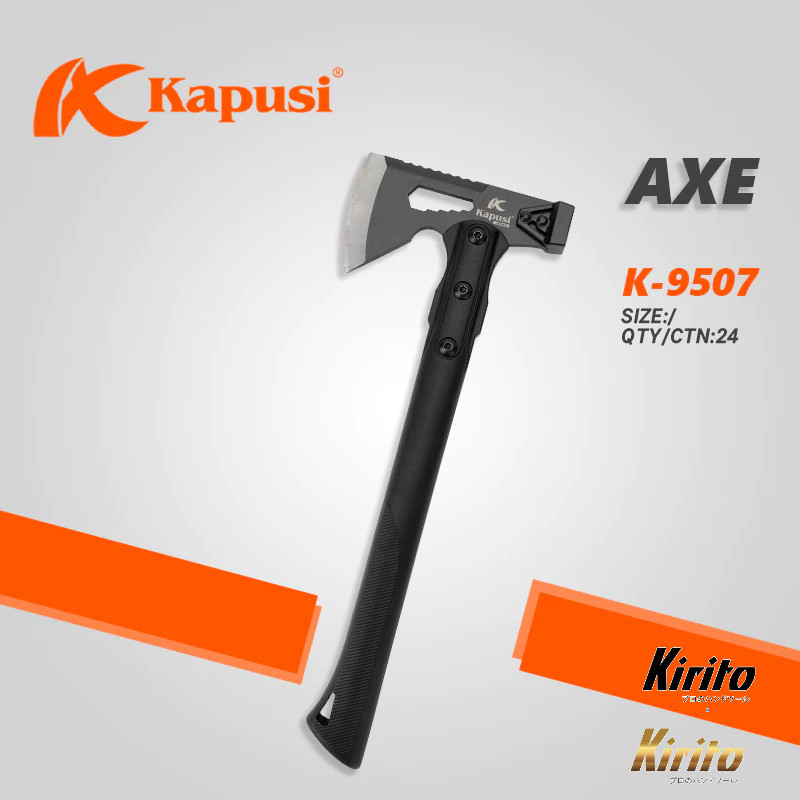 Búa Rìu Kapusi Đa Năng 6 Trong 1 – Rìu Nhật Bản Cầm Tay, Chặt Cây, Đi Phượt, Đánh Lửa, Còi Cứu Sinh