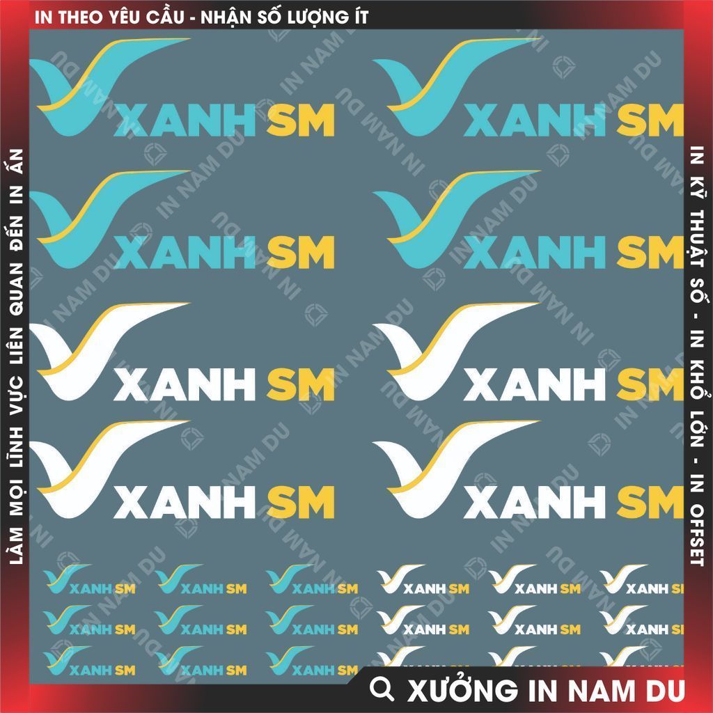 Bộ tem Xanh SM dán Áo cho Tài xế Taxi, Bike