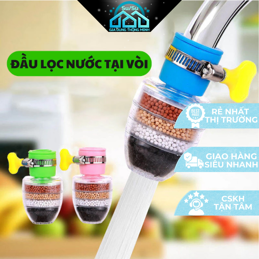 Đầu lọc nước 6 tầng lọc trực tiếp, Đầu vòi nước mini 6 tầng lọc sạch cặn bẩn, lắp dễ dàng chắc chắn