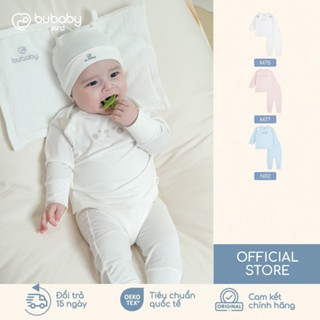 BU Baby (NB-6M) Bộ dài tay cài chéo tai gấu Mềm mịn có giãn có bao tay chân Lật BU Siro - BSR110811