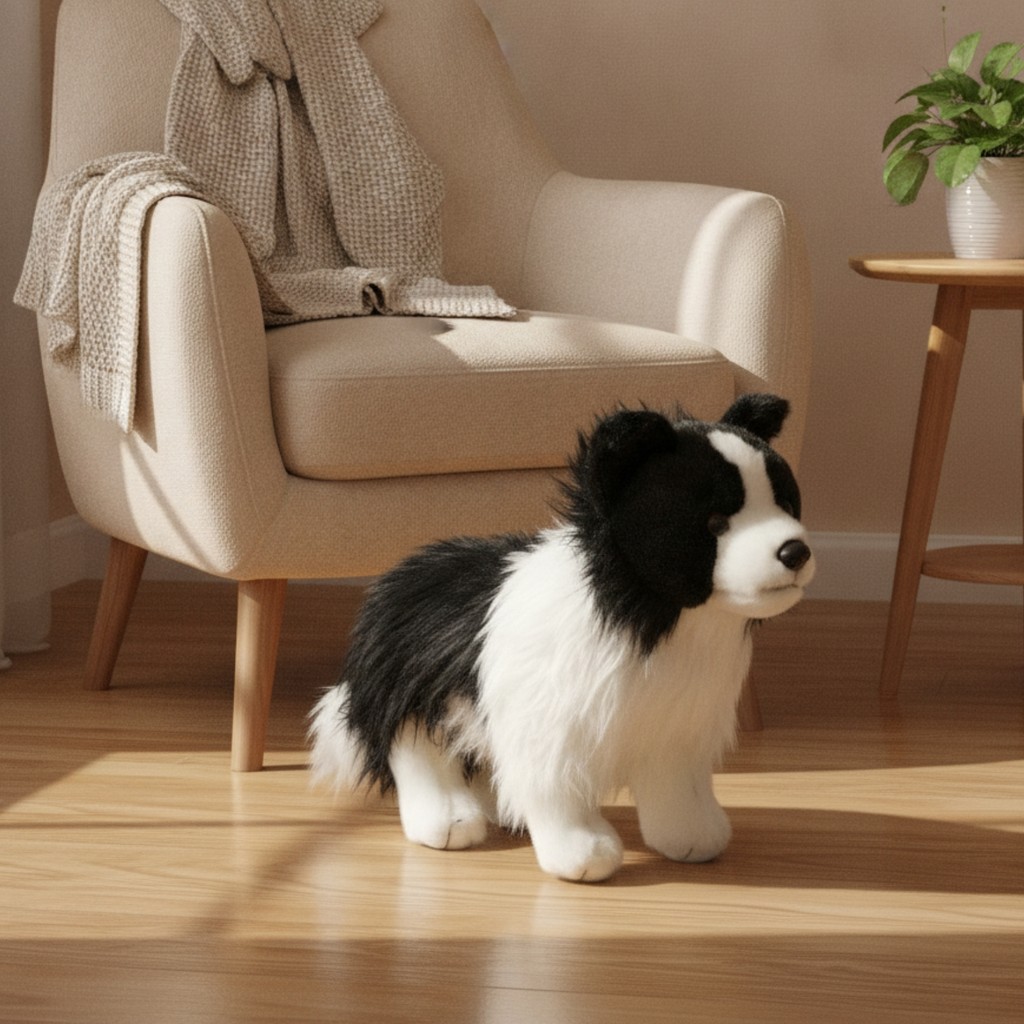 Border Collie Thú Nhồi Bông Chó Đứng Border Collie Đồ Chơi Nhồi Bông Sang Trọng Thực Tế Sống Động Nh
