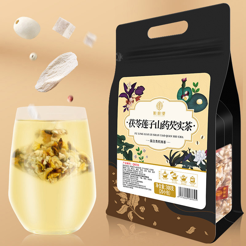 [Hàng có sẵn] Qiaoyuntang Poria Lotus Seed Yam Gorgon Tea 300g / túi 20 gói Siwu Sishen Soup Barley 