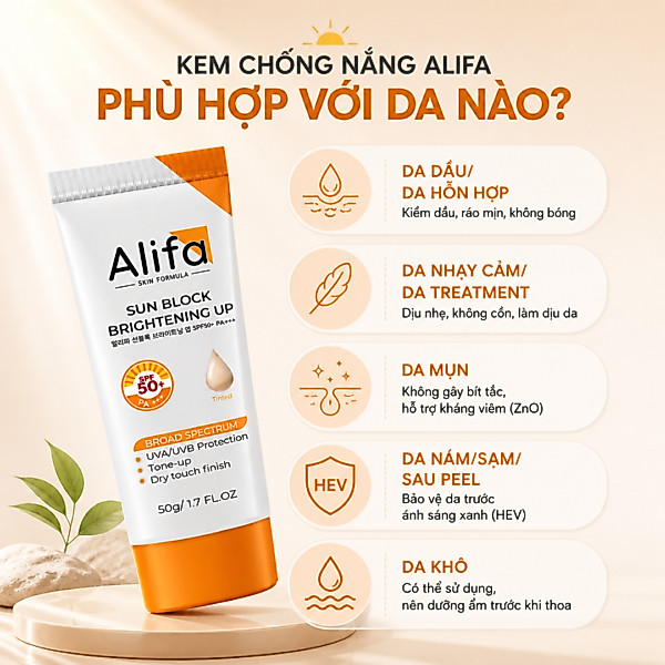 Kem Chống Nắng Nâng Tone BIO Alifa Sun Block Brightening Up SPF50+ PA+++ 50g