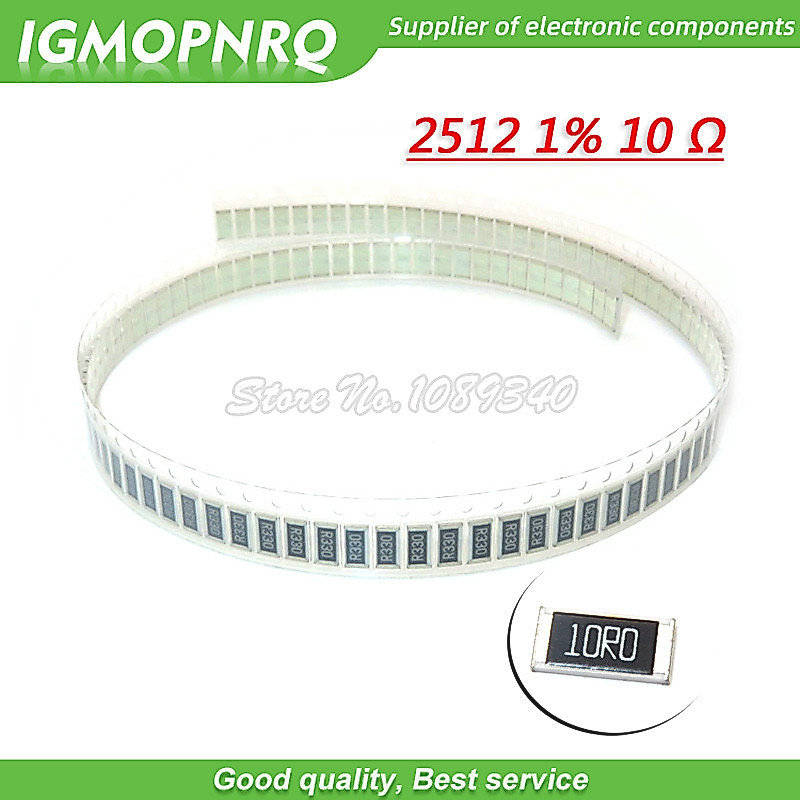 50 chiếc 2512 Điện trở SMD 10 ohm 1% 1W 10R 100 GMOPNRQ