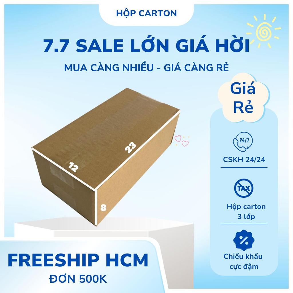 hộp carton 23x12x8 bộ 200 trơn không in xả kho