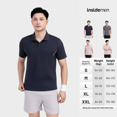 Áo Polo Nam Tập Gym, Chạy Bộ Insidemen Co Giãn 4 Chiều, Vận Động Thoải Mái ACTIVE IPS112EDP01
