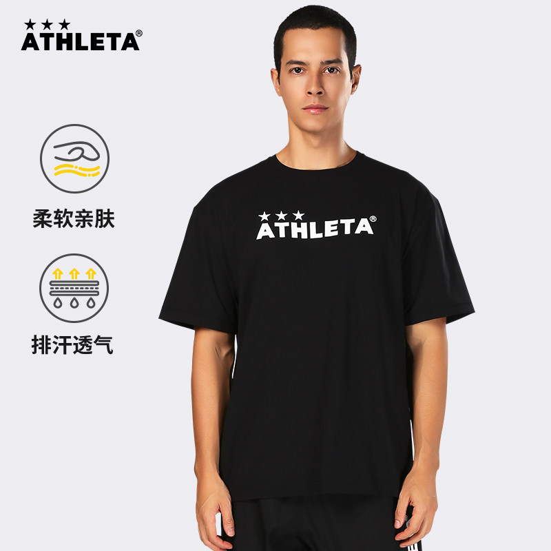 Áo thun thể thao nam ATHLETA in logo chữ, cotton, tay ngắn, thoáng khí, phong cách năng động 03398-0