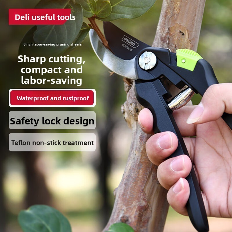 Deli Tool Đôi Mở Hoa Và Cây Kéo Ba Mở Kéo Cắt Tỉa Cây Trái Cây Nhánh Dày Kéo
