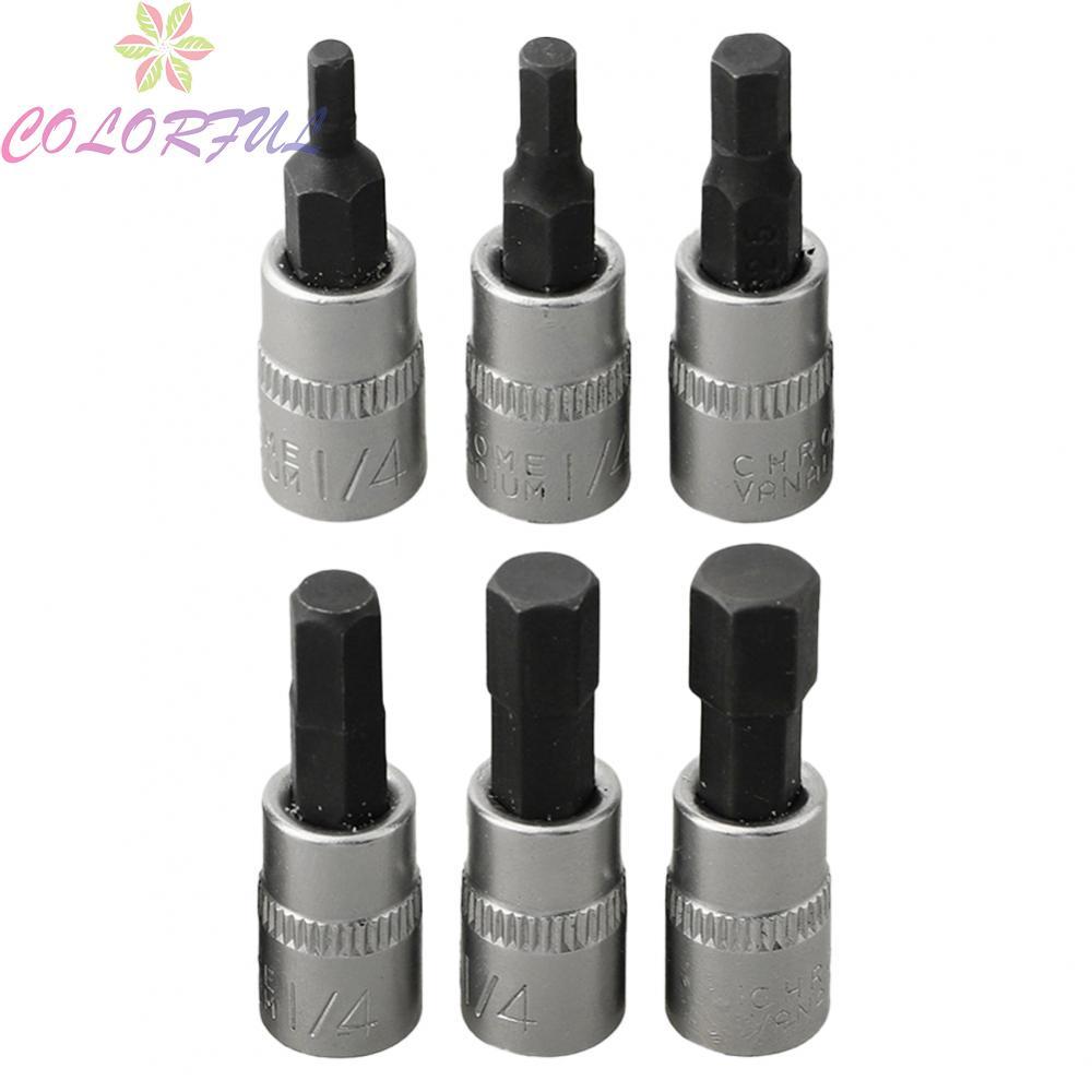 Hex Bit Socket 38mm 3pcs 6.35mm / 1/4' Chrome Vanadium Steel H5 Or H6 H7 H8 New