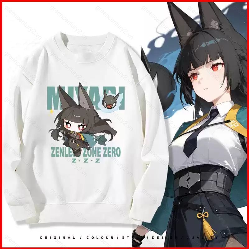 Zenless Zone Zero trò chơi Hoshimi Miyabi Anime Áo Unisex Dài Tay Top