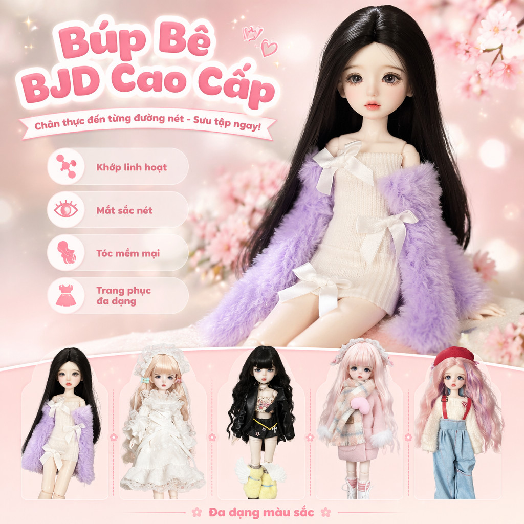 Búp Bê BJD 6 Phân 30cm Đồ Chơi Trẻ Em Búp Bê MJD Vẽ Tay Trang Điểm Bộ Sưu Tập Búp Bê Thay Đổi Khuôn 