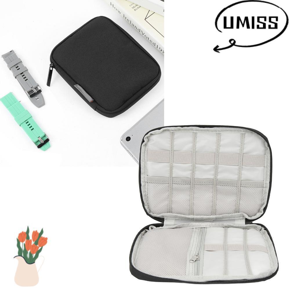 UMISS 2 Chiếc Cáp Du Lịch, Túi Đựng Điện Tử Màu Đen Đa Năng, Di Động Có Dây Kéo Đóng Cửa Phụ Kiện Đi