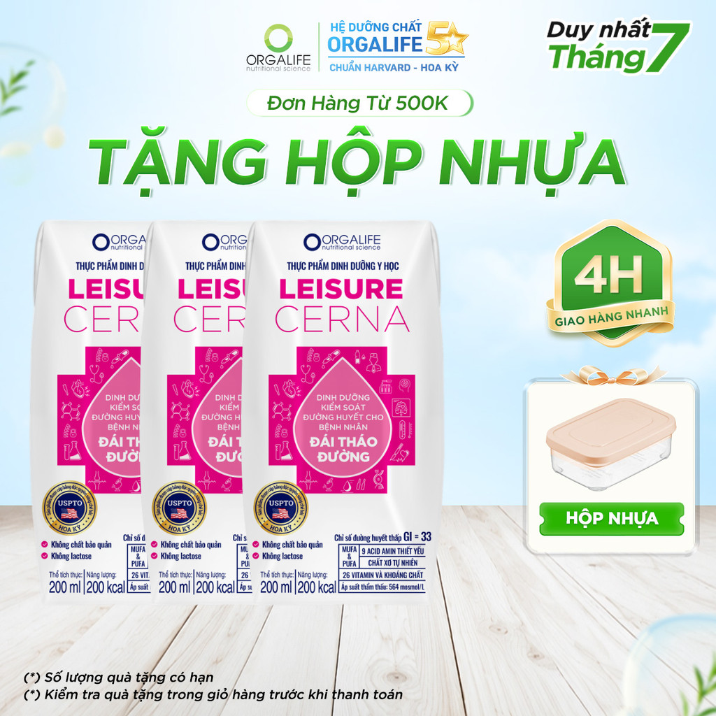Lốc 3 Hộp LEISURE CERNA Soup Uống Dinh Dưỡng Hỗ Trợ Kiểm Soát Đường Huyết (200ml/Hộp)