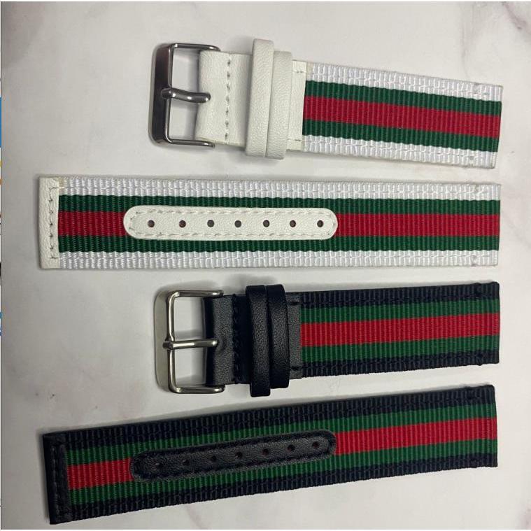 7/17✈Thích hợp cho dây đeo đồng hồ Gucci chính hãng Gucci dây da vải nam nữ dây đeo đồng hồ mát mẻ 2