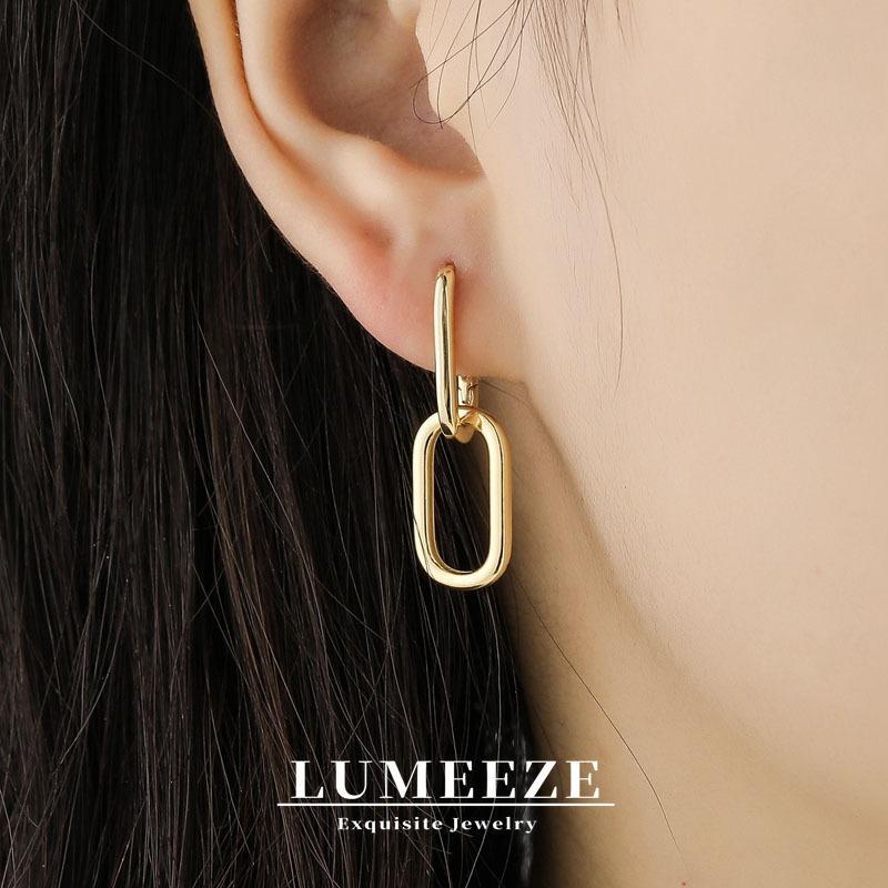 LUMEEZE Hình Học Hình Bầu Dục Vòng Bông Tai Nữ, Bông Tai Vòng Kim Loại Không Mòn Không Gây Dị Ứng Tr