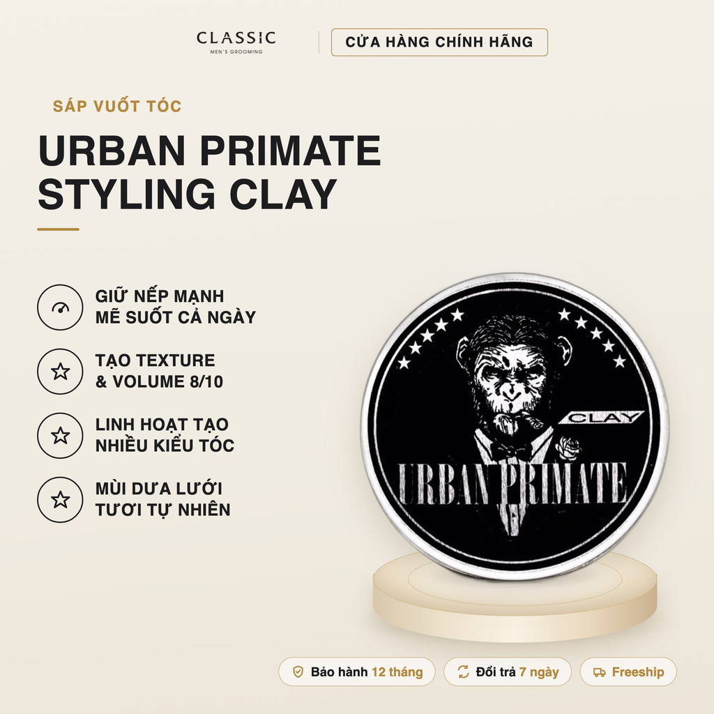 Sáp vuốt tóc Urban Primate Organic Clay 90g