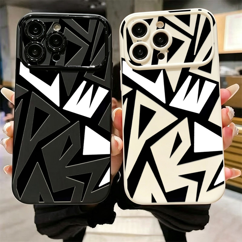 Ốp lưng mềm mờ iPhone 12 Pro Max 17 16 15 14 13 11 X XS Max 7 8 Plus Patch hình học bất thường Giây 