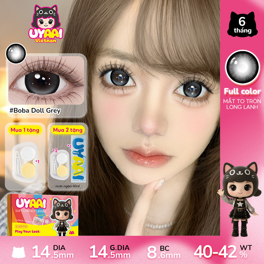 Kính áp tròng UYAAI 14.5MM Dòng BobaDoll Dòng Bộ truyện Cặp 6 tháng Boba Doll…