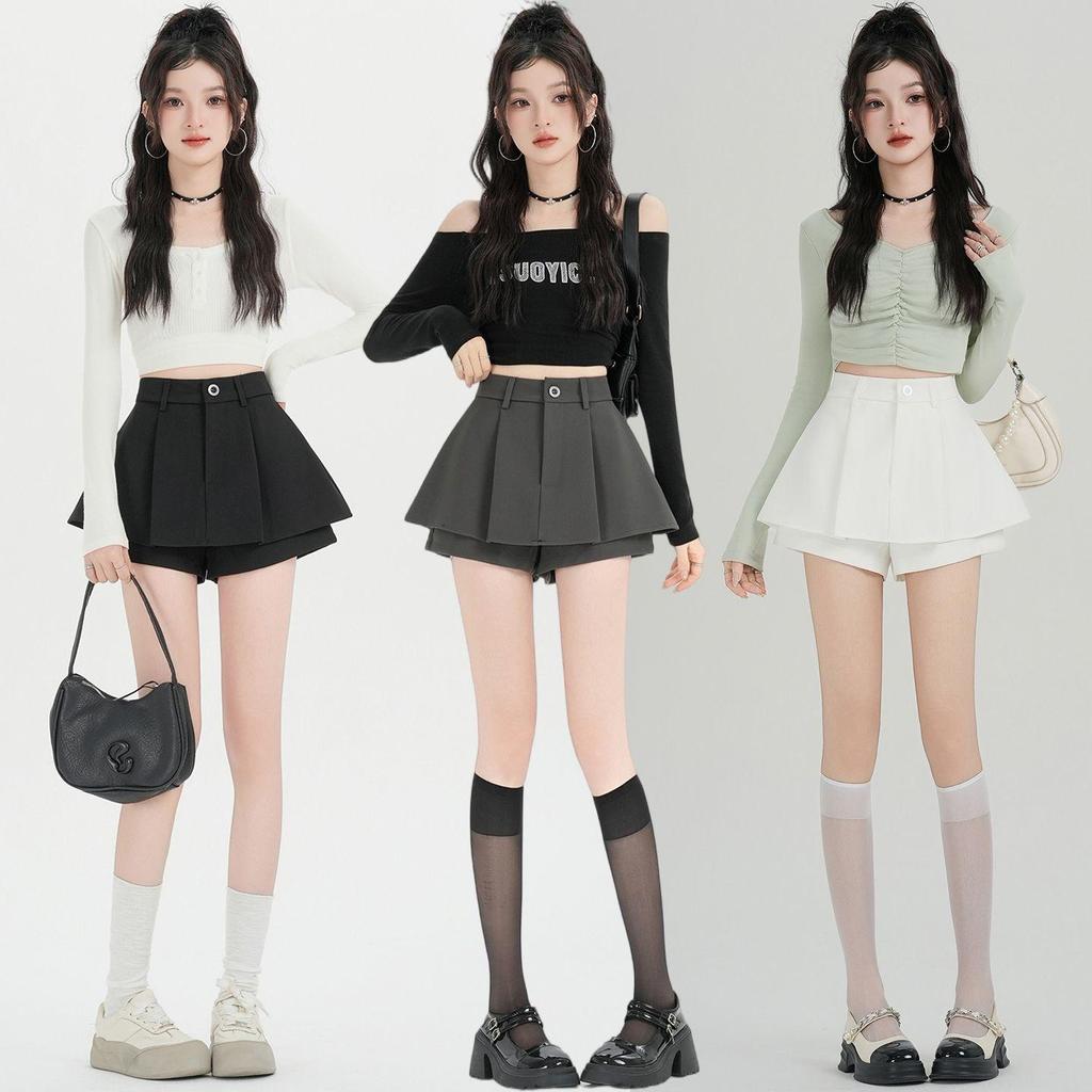[Giảm Giá Trong Thời Gian Có Hạn] Bộ Đồ Cao Cấp Xếp Ly Chữ a Ngắn Culottes Ôm Hơn Nhìn Chống chói Mùa Hè Dễ Thương Tất Cả Trận Đấu