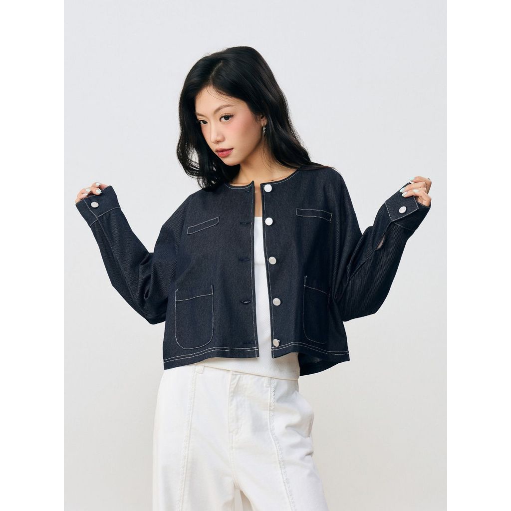 Áo khoác denim nữ cổ tàu THE C.I.U - Jadis Jacket