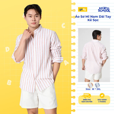 Áo sơ mi nam YODY dài tay kẻ sọc vải linen dáng suông thoải mái lịch lãm MCSH25S058