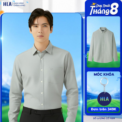 [TẶNG ÁO ĐƠN TỪ 1M5] Sơ Mi Nam Dài Tay HLA Xanh Lá – Chất Liệu Cotton Thoáng Mát, Trẻ Trung