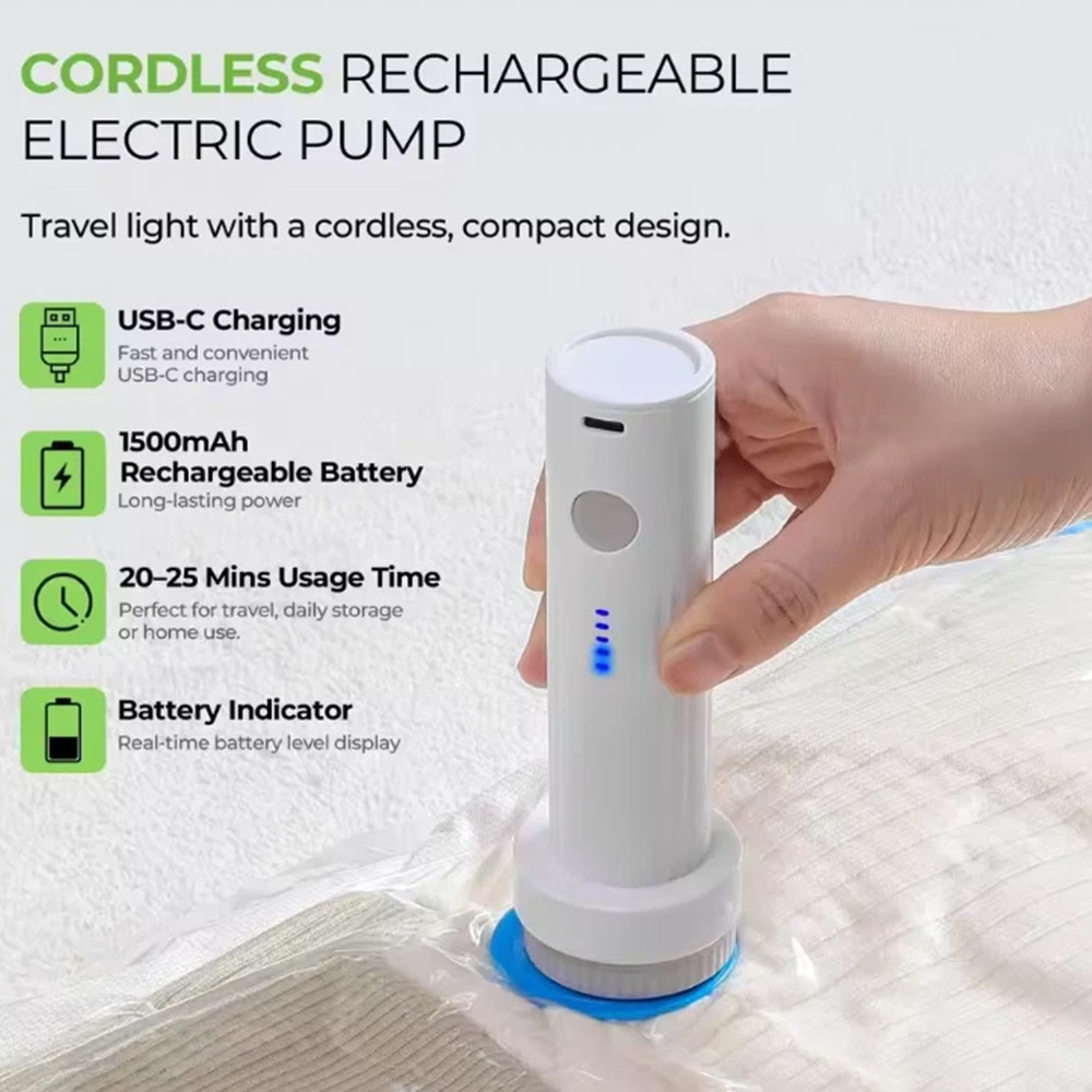 Cordless Electric Vacuum Pump for Vacuum Storage Bags Travel