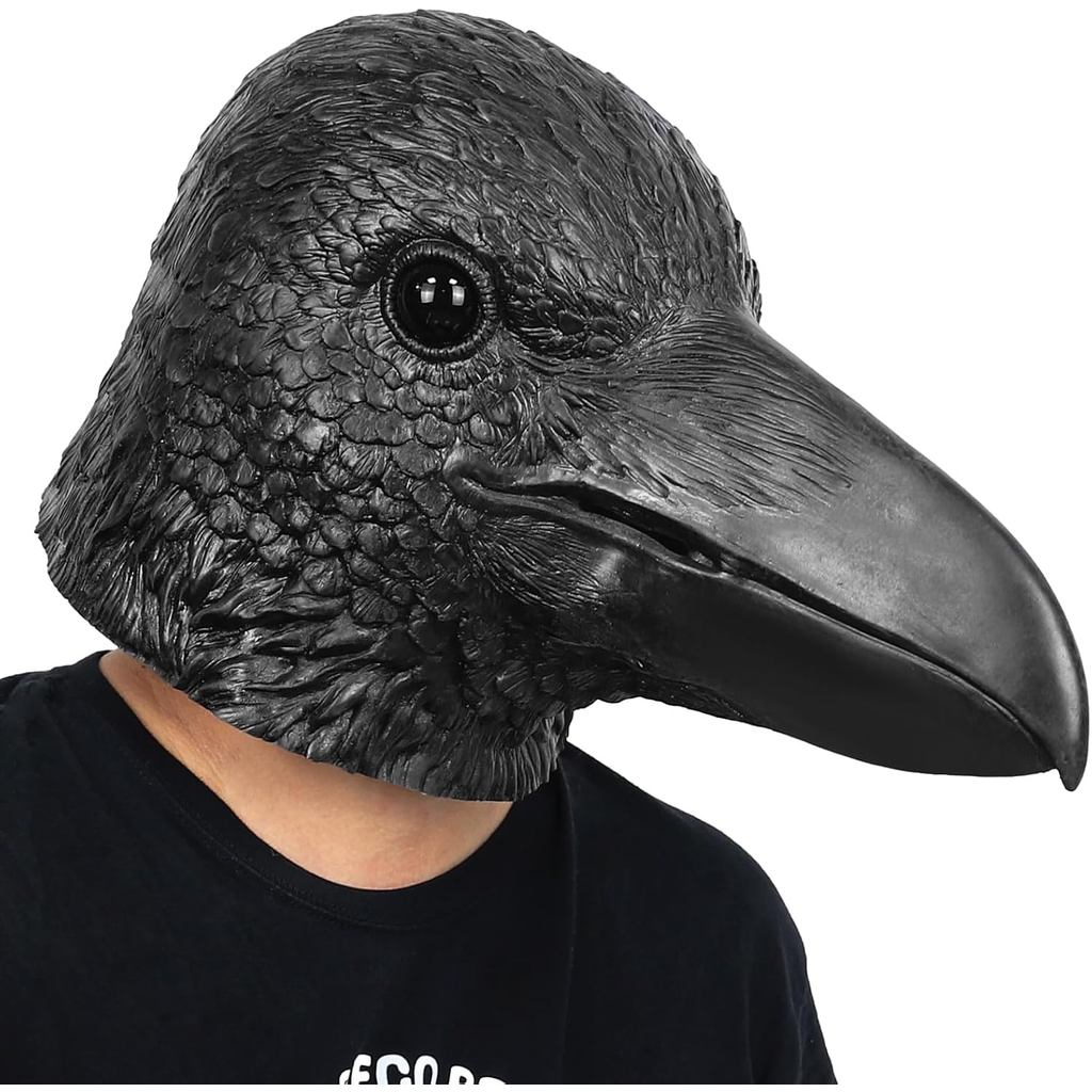 Mặt nạ Raven Black Crow Full Head Mask Bird Halloween Cosplay Trang phục dự tiệc