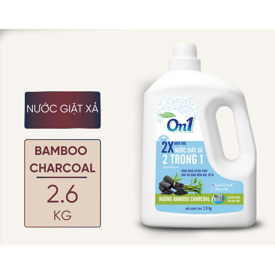 Nước Giặt Xả On1 Bamboo Charcoal 2.6Kg N6901 Sạch Khuẩn Khử Mùi Giặt Xả 2 Trong 1